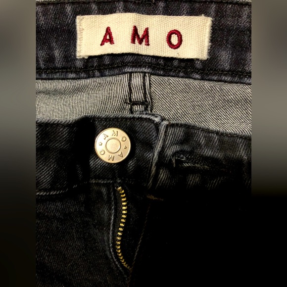 AMO REVOLVE $290 Black Wash Twist Zip Skinny Jeans EUC! - Picture 8 of 11